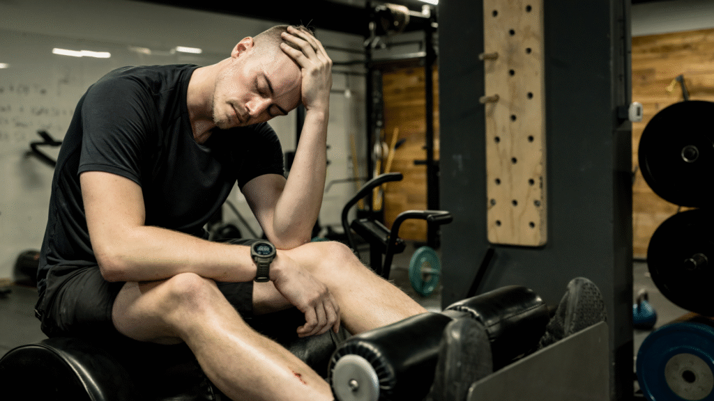 A man on the leg extension