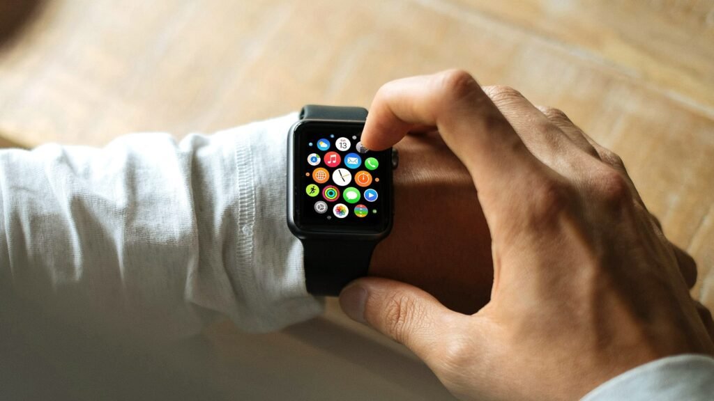 A person using an Apple Watch.