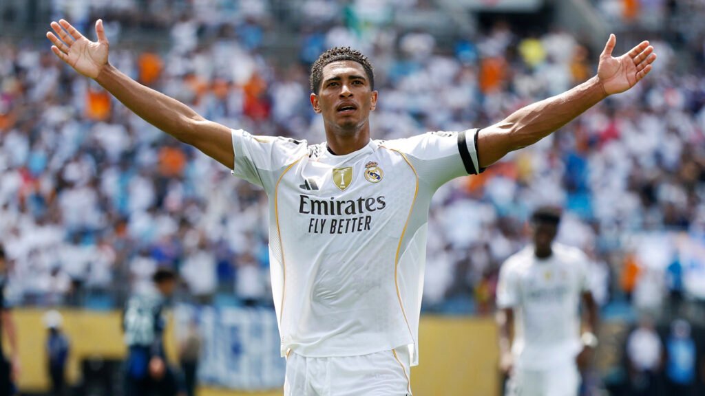 Jude Bellingham of Real Madrid celebrates scoring his team's first goal during the FIFA Club World Cup 2025