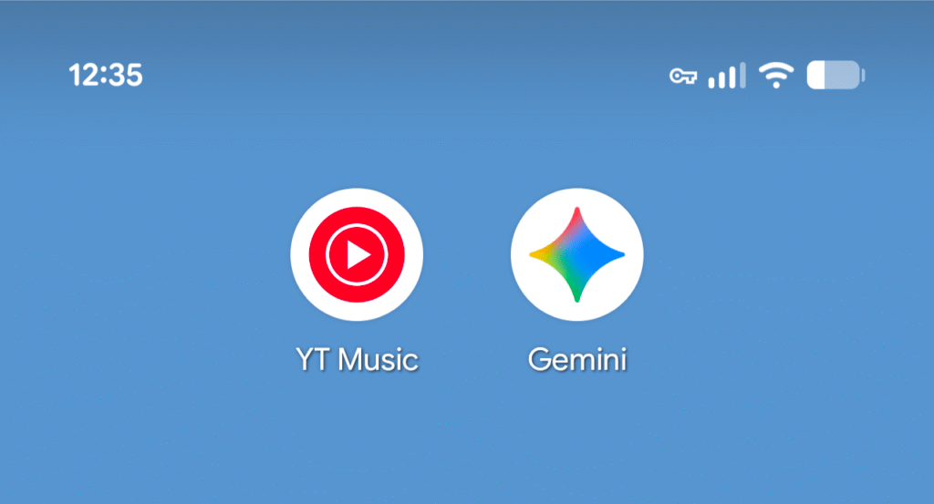 Gemini and YouTube Music app icons on Android