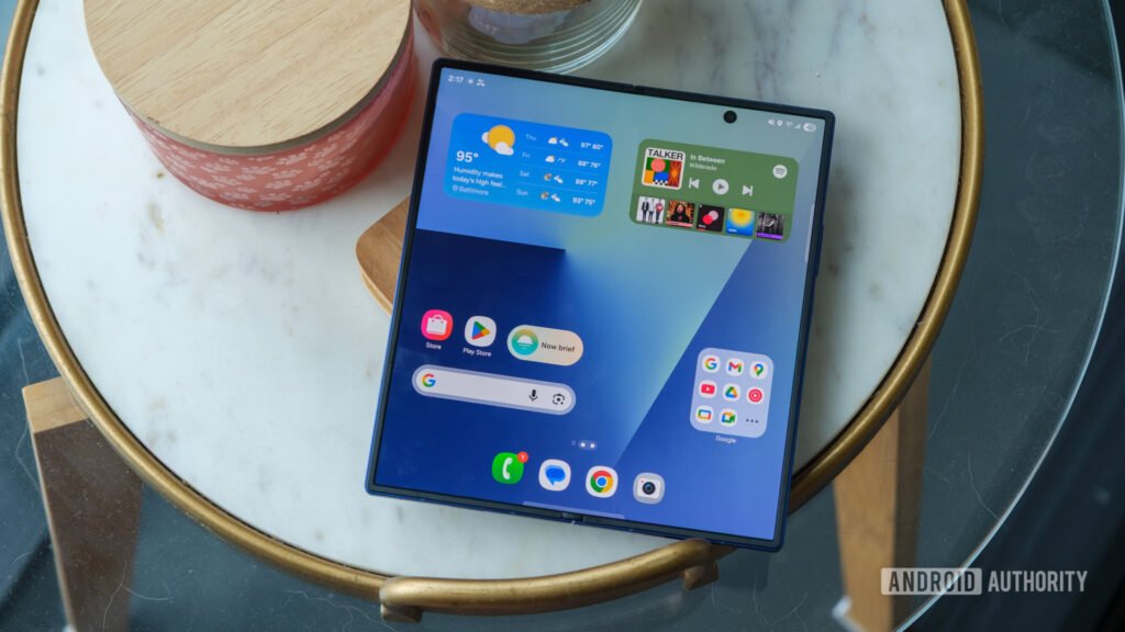 samsung galaxy z fold 7 open on table