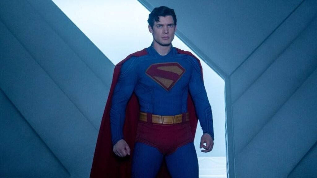 David Corenswet as the titular Kryptonian hero in James Gunn&apos;s Superman.