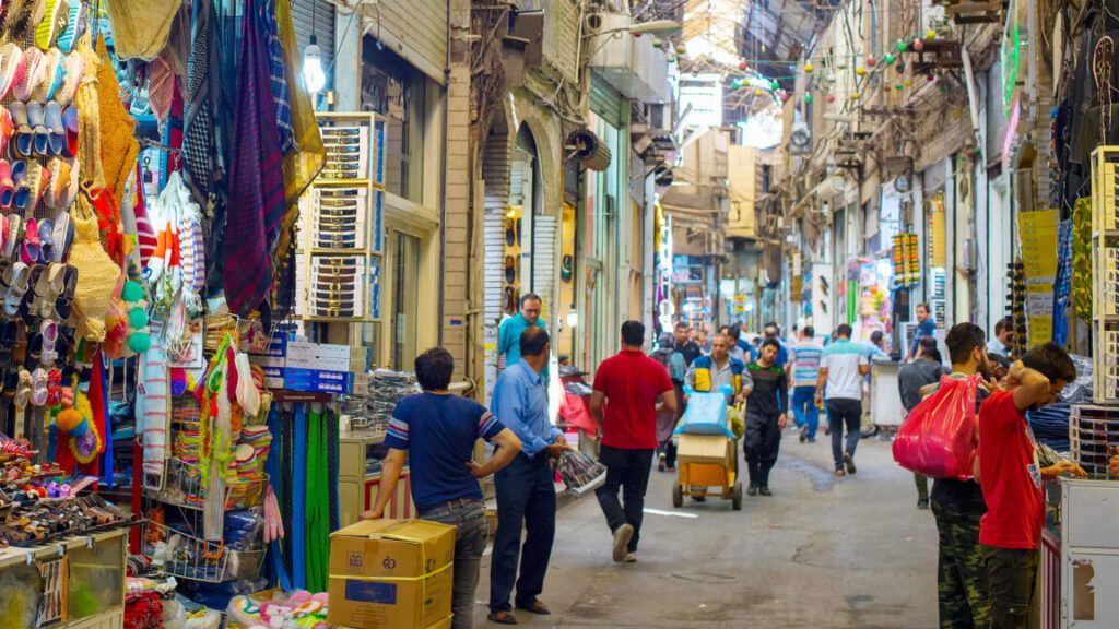 People at Tehran Grand Bazaar market in May 2017.