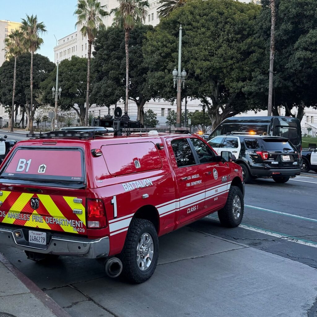 Los Angeles City Hall evacuated after car hits steps; driver detained