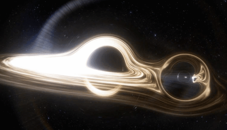 Astronomers capture the first-ever image of two black holes orbiting each other