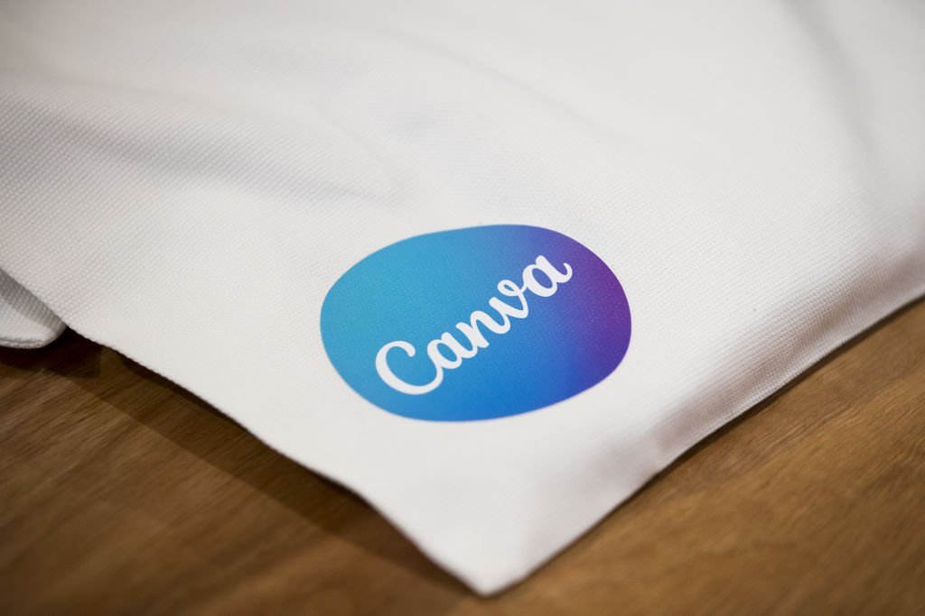 Canva acquires startups working on animation and marketing Canva logo on bag sitting on a table.