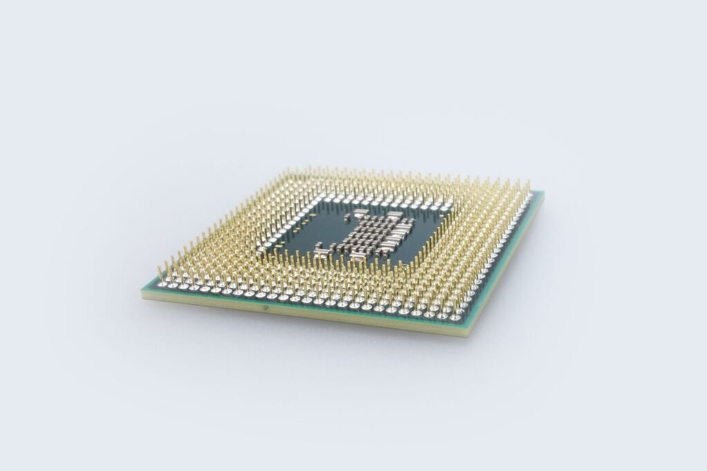 Close-up of a computer processor chip representing mobile SoCs