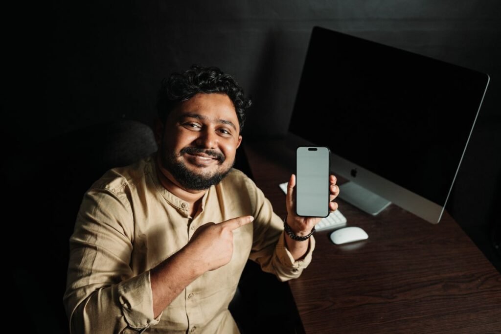 Person holding an iPhone in their hand