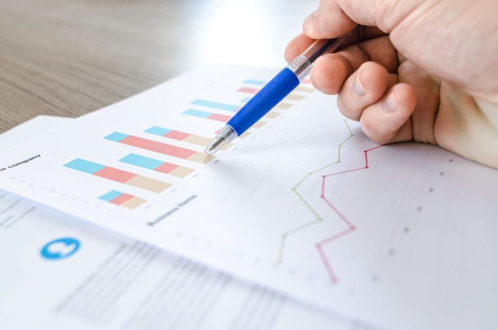 Close-up of a printed spreadsheet with numbers