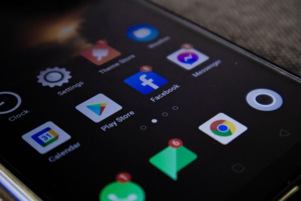 Android phone showing browser and apps
