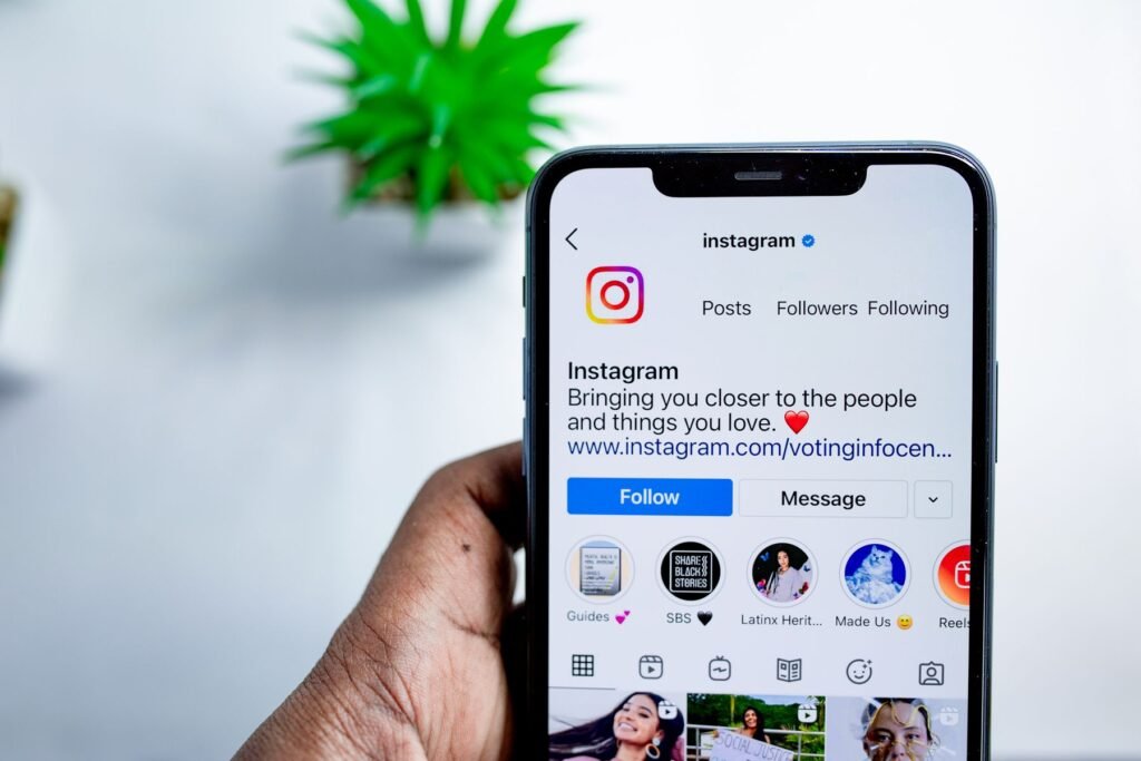 Close-up of a smartphone screen showing the Instagram app