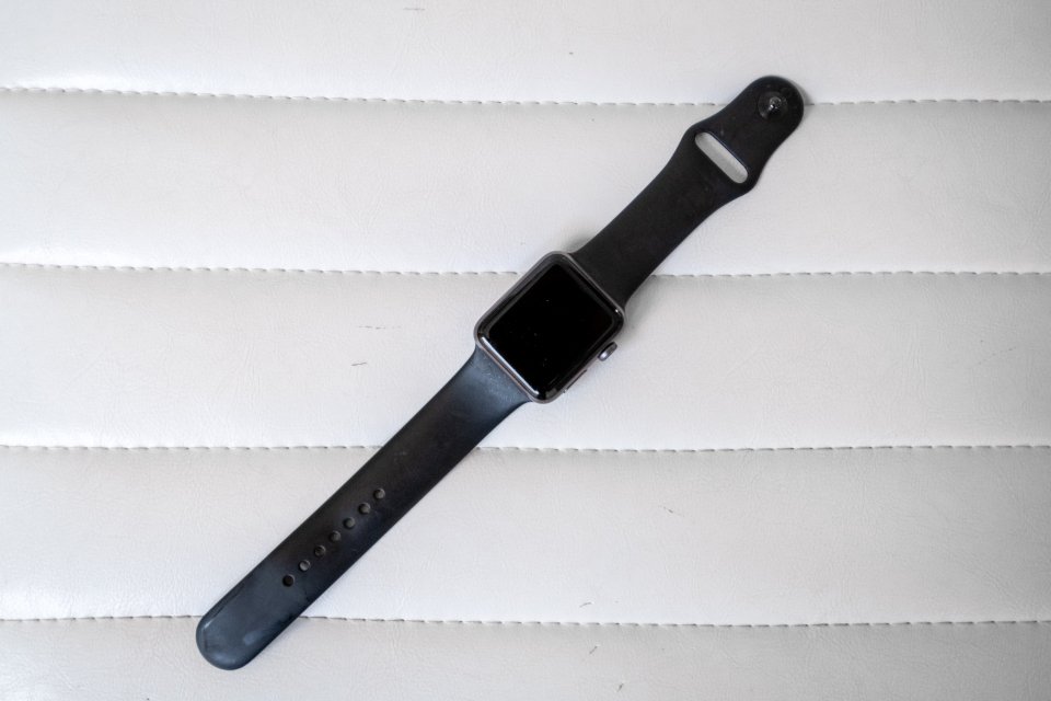 Close-up of a smartwatch display and wristband