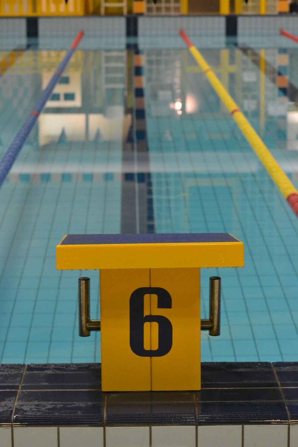 An empty indoor lap pool lane