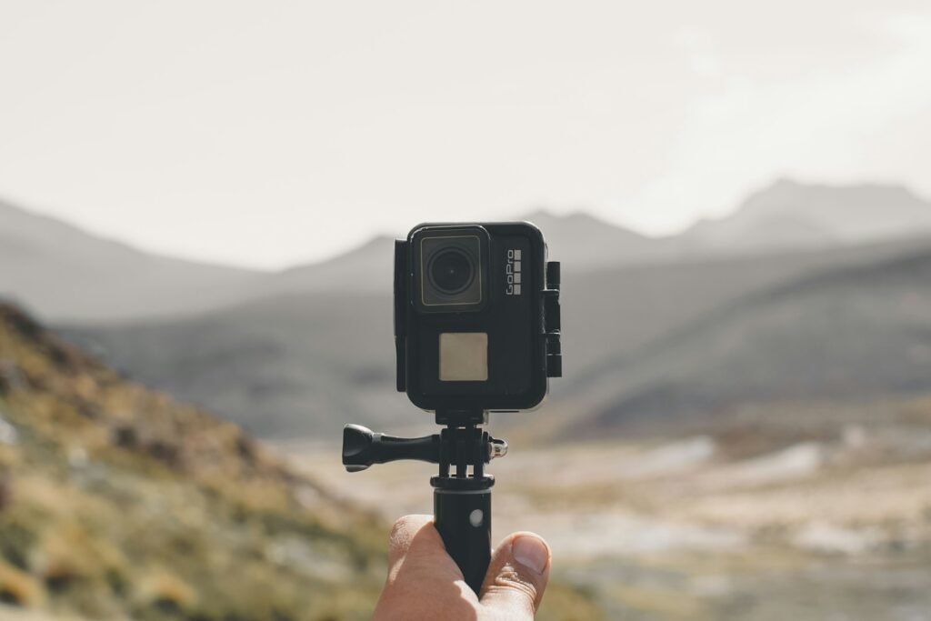 A black GoPro action camera, illustrating the Markiplier GoPro investment and Starman Optical merger