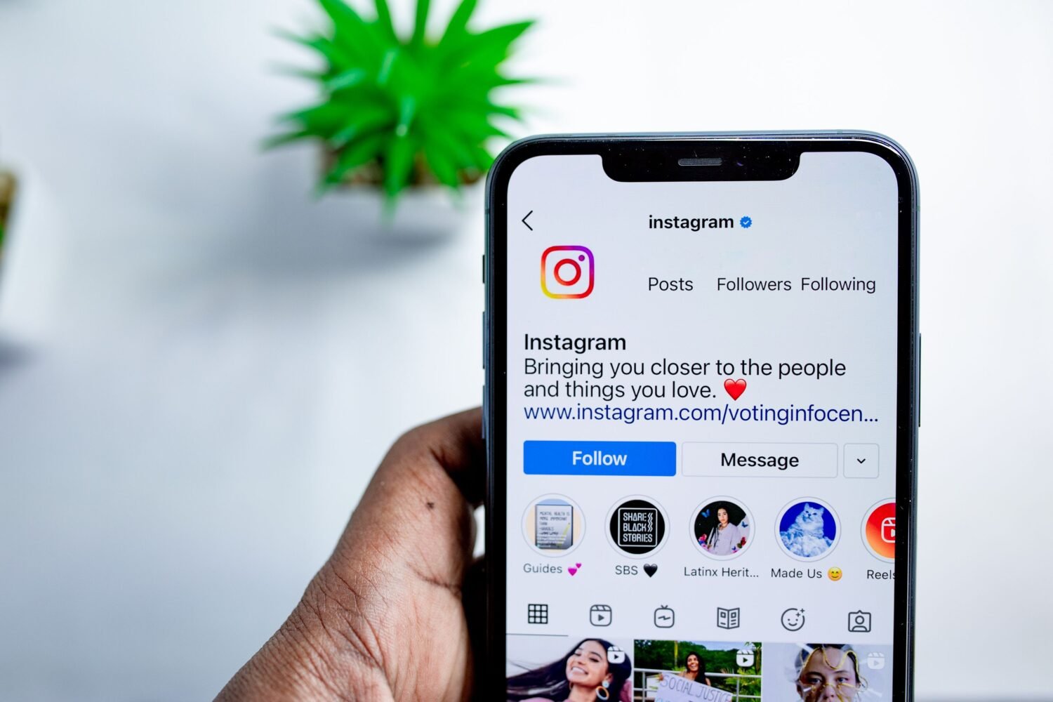 Close-up of a smartphone screen showing the Instagram app