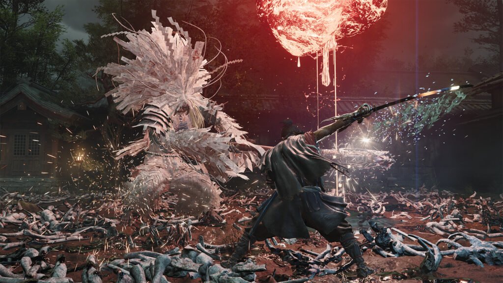 Musashi wielding the Oni Gauntlet in an official screenshot from Onimusha: Way of the Sword