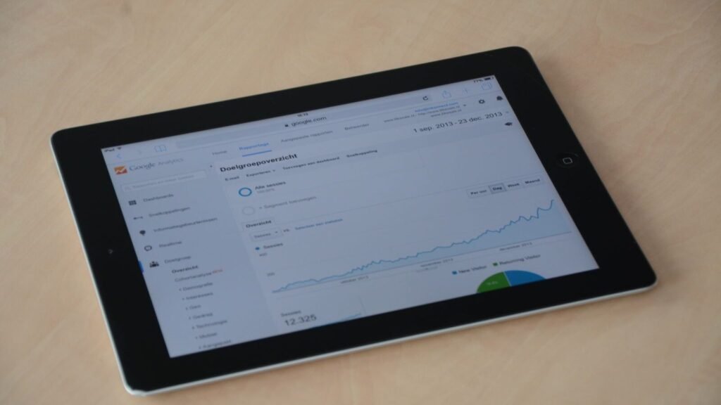 Tablet displaying a web analytics dashboard