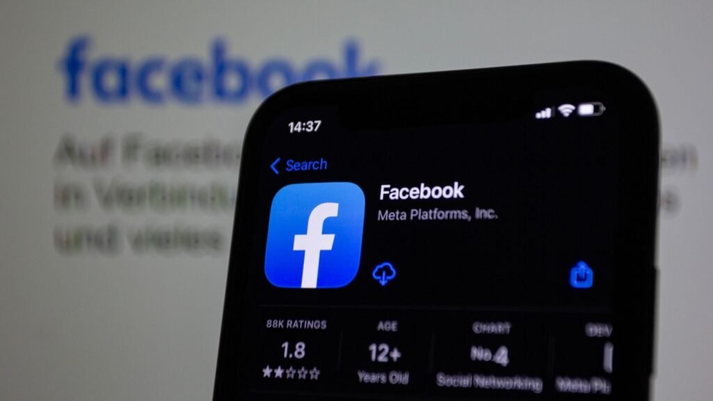 How to Download a Copy of Your Facebook Data Facebook app on a smartphone, close up