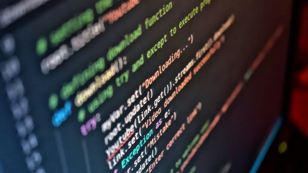 Close up of code on a computer screen