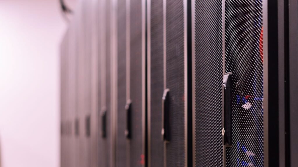 Server room lockers with optical fiber cables