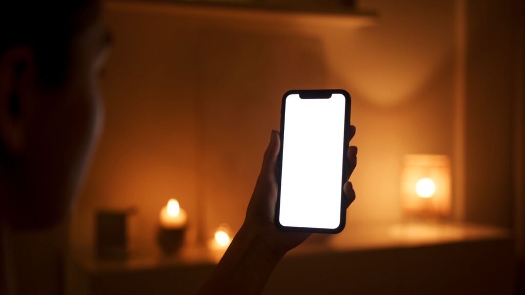 Person holding a glowing smartphone in a dark room, illustrating the Xiaomi 18 Pro hardware privacy display