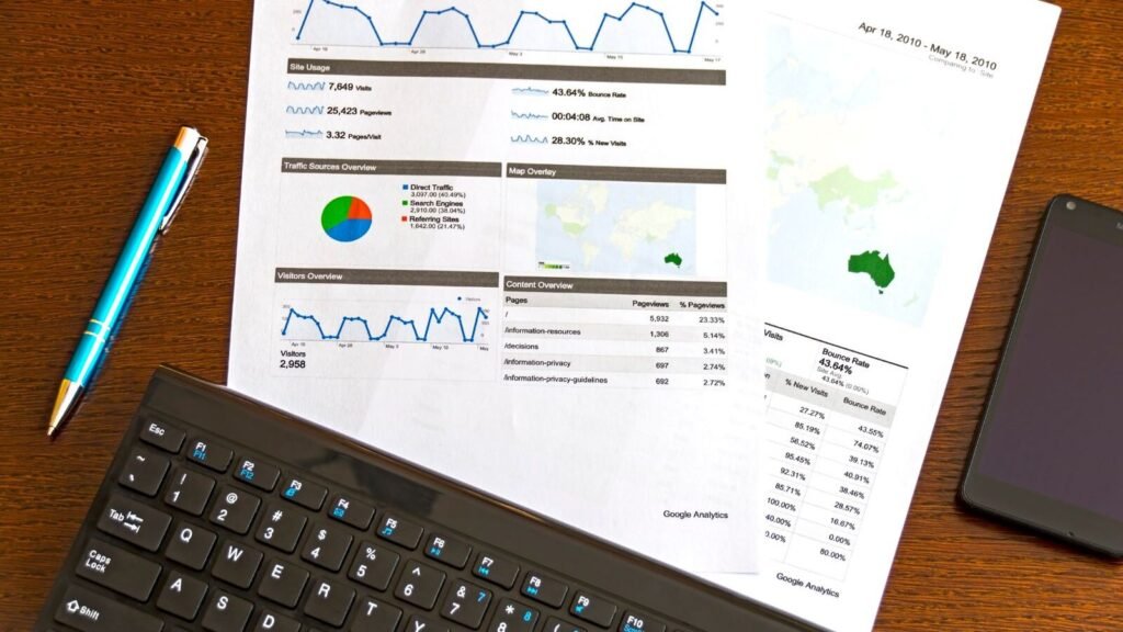 Best Google Ads Books to Read in 2026 Business analytics report with a keyboard, pen and smartphone
