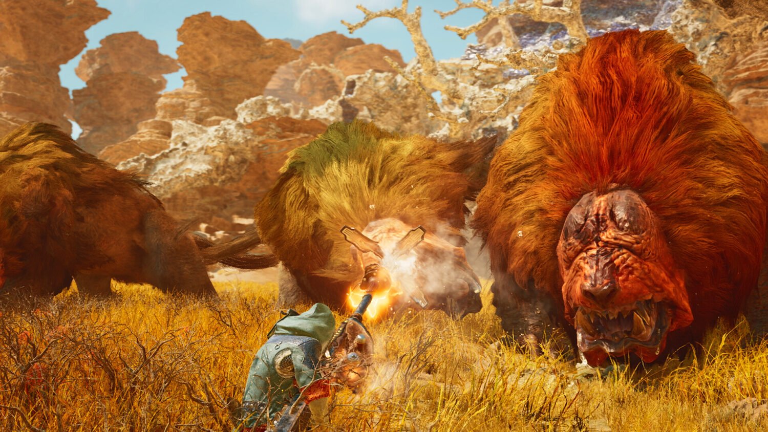 Official Monster Hunter Wilds screenshot of a hunter exploring an environment