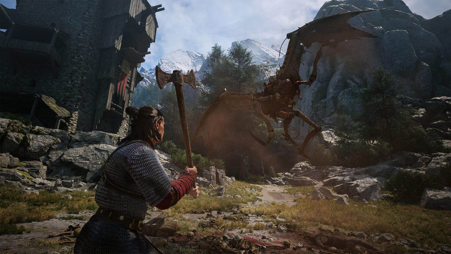 The Blood of Dawnwalker screenshot showing the gothic valley of Vale Sangora in 14th century Carpathia