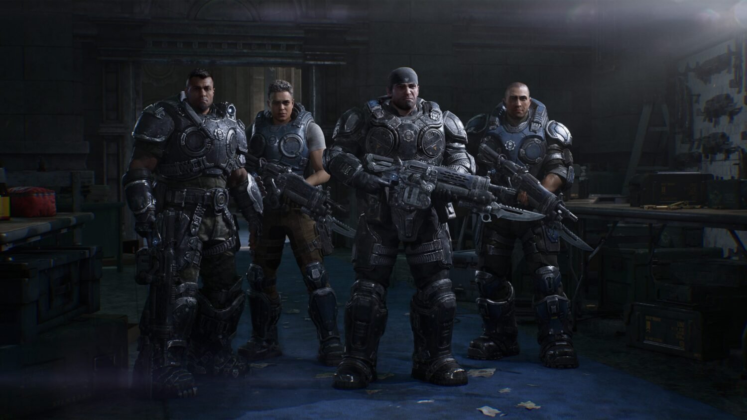 Bravo Squad in Gears of War: E-Day with Marcus, Dom, Reyes and Carter