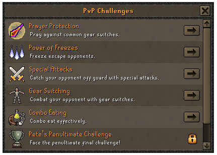 Old School RuneScape Pete Kayer's Challenges interface screenshot