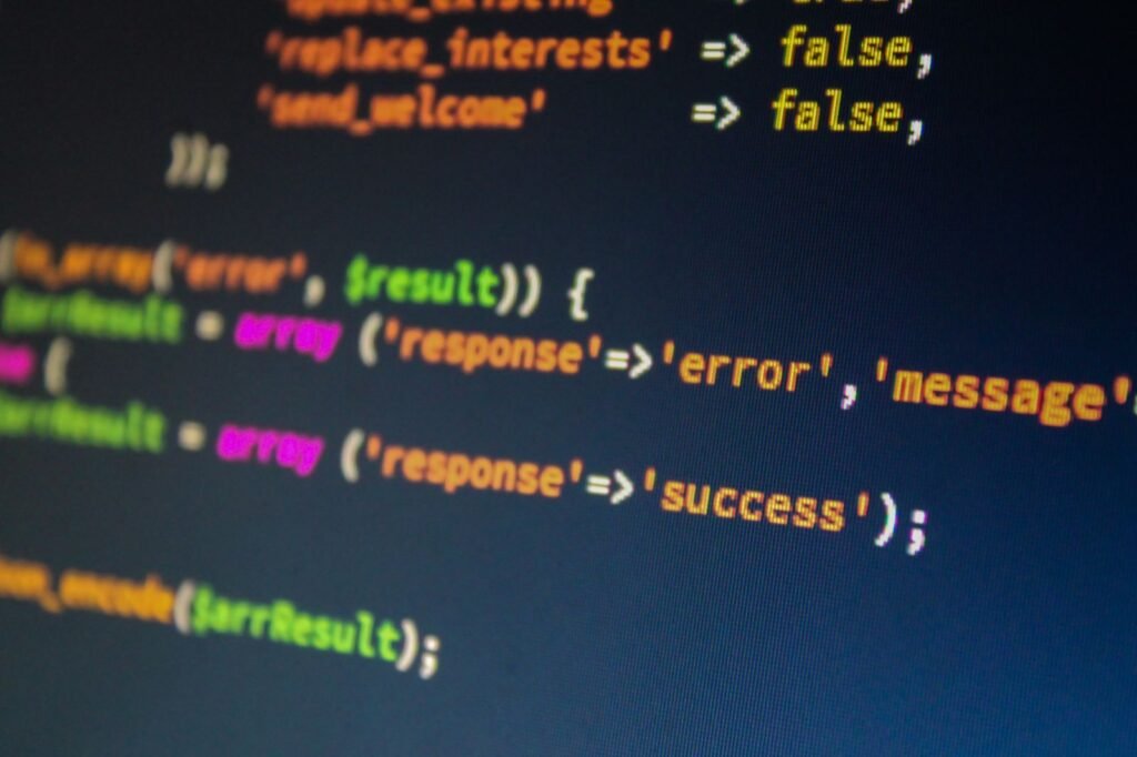 Close-up of PHP code on a monitor, illustrating the PHP2Shell security patch